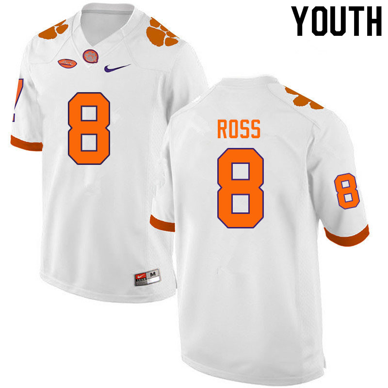Youth #8 Justyn Ross Clemson Tigers College Football Jerseys Sale-White - Click Image to Close